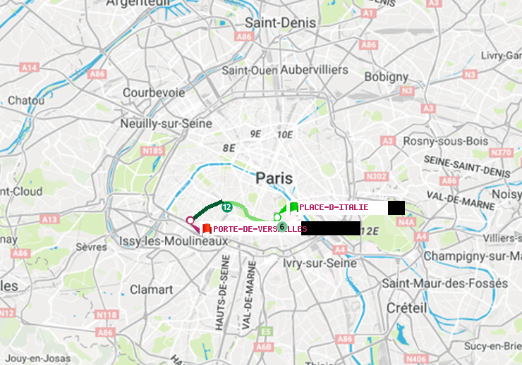 plan itinéraire ratp de Place d