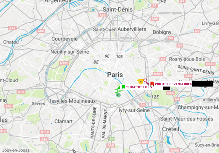 plan itinéraire ratp de Place d