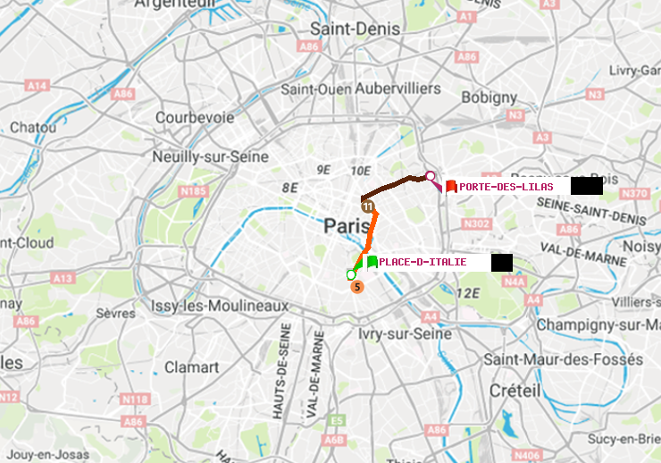 plan itinéraire ratp de Place d