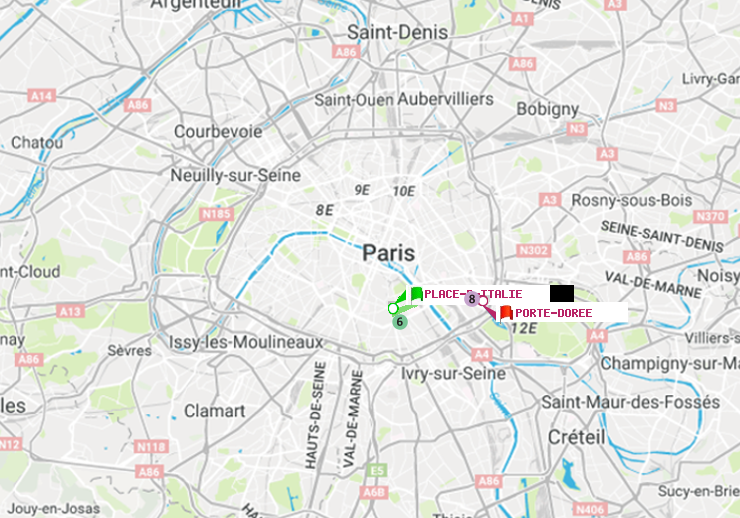 plan itinéraire ratp de Place d
