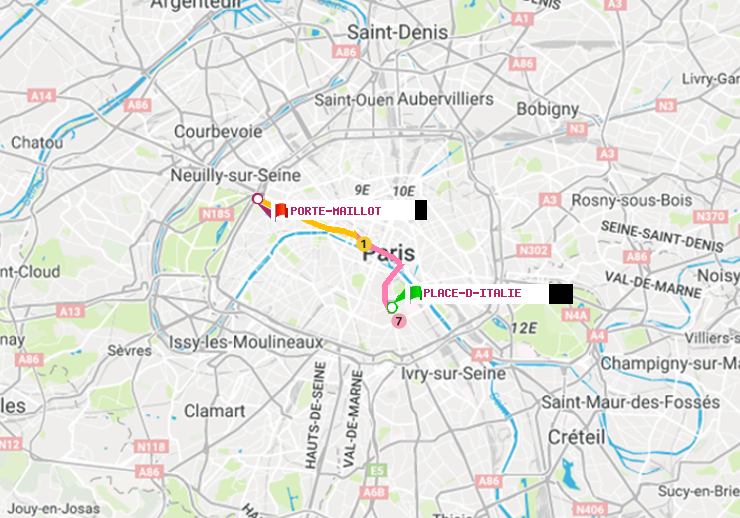 plan itinéraire ratp de Place d