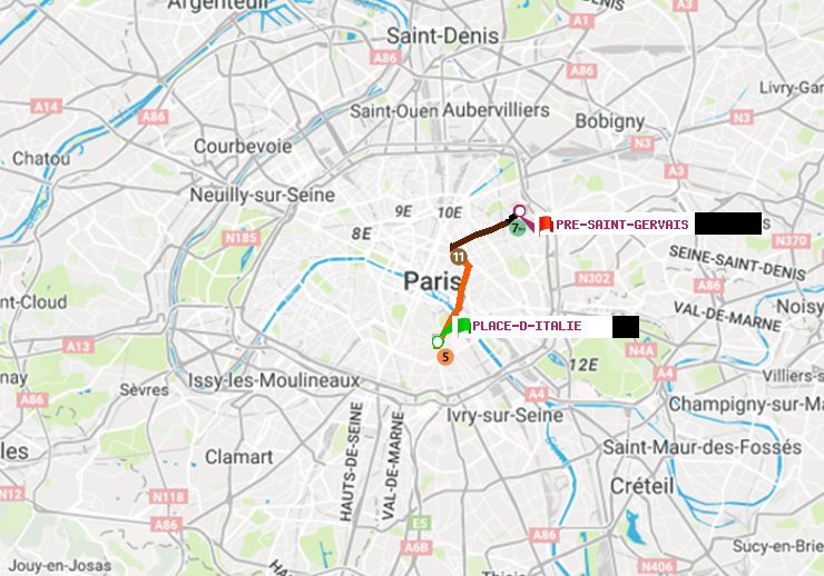 plan itinéraire ratp de Place d