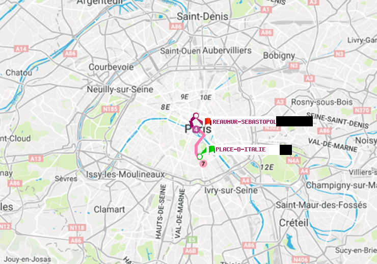 plan itinéraire ratp de Place d