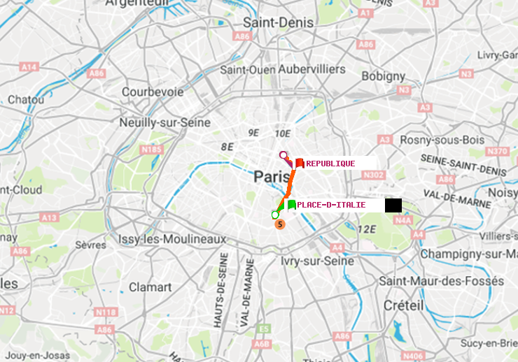 plan itinéraire ratp de Place d
