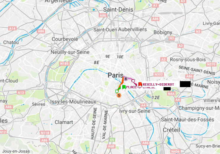 plan itinéraire ratp de Place d