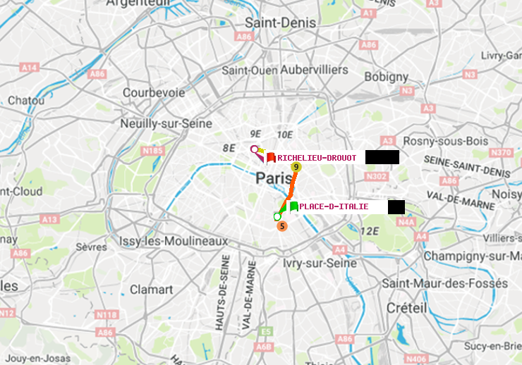plan itinéraire ratp de Place d