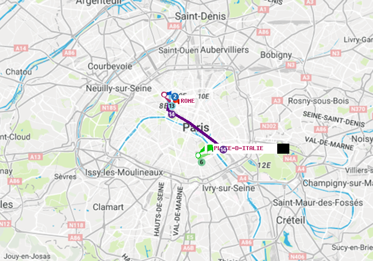 plan itinéraire ratp de Place d