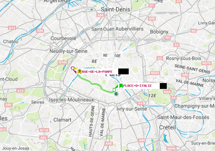 plan itinéraire ratp de Place d