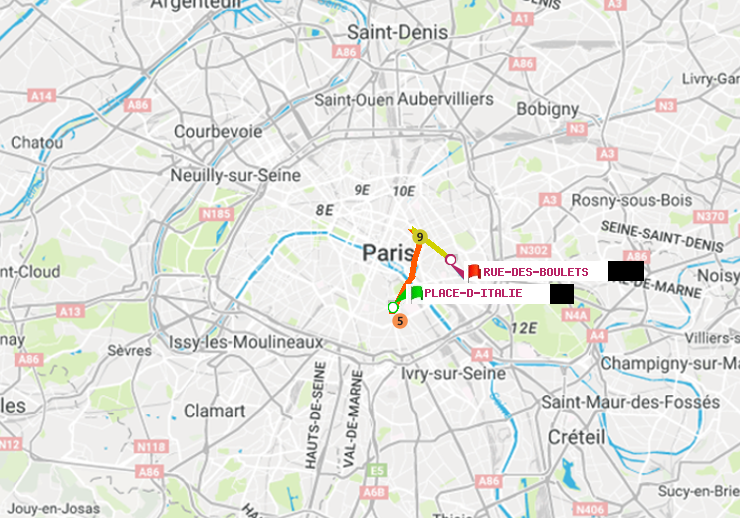 plan itinéraire ratp de Place d