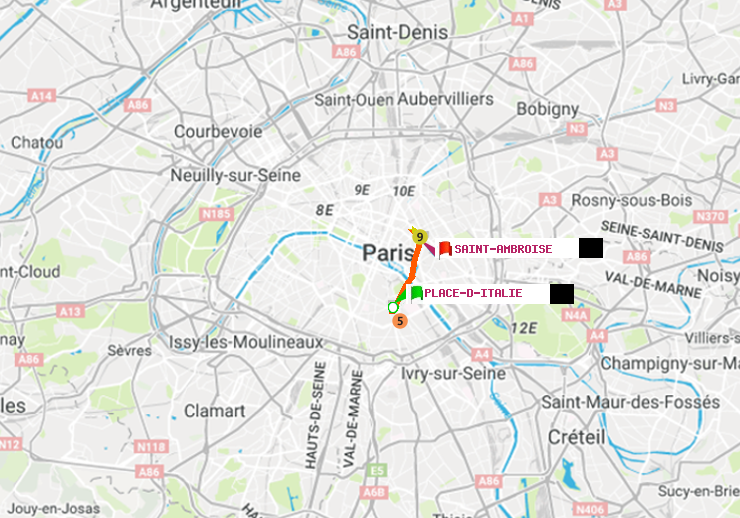 plan itinéraire ratp de Place d