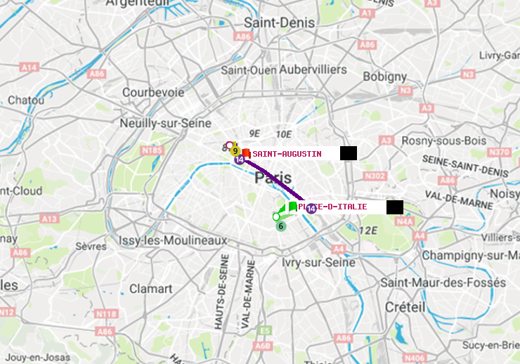 plan itinéraire ratp de Place d