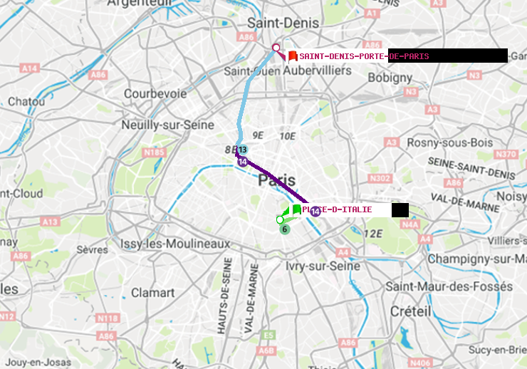 plan itinéraire ratp de Place d
