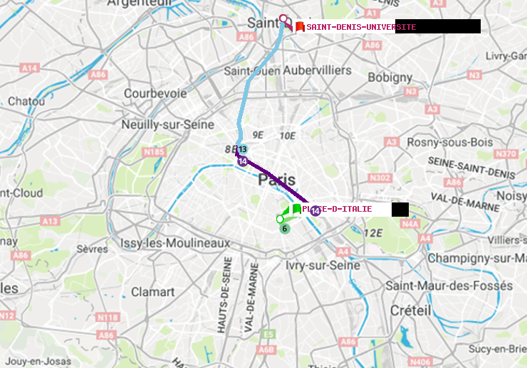plan itinéraire ratp de Place d