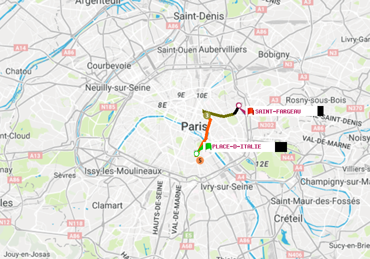 plan itinéraire ratp de Place d