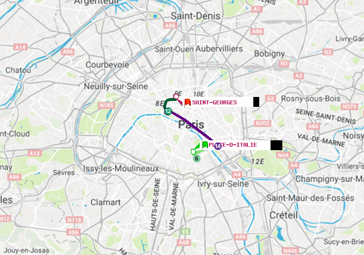 plan itinéraire ratp de Place d