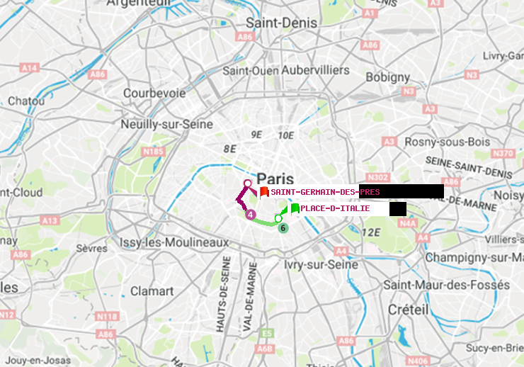 plan itinéraire ratp de Place d