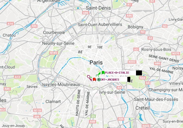 plan itinéraire ratp de Place d