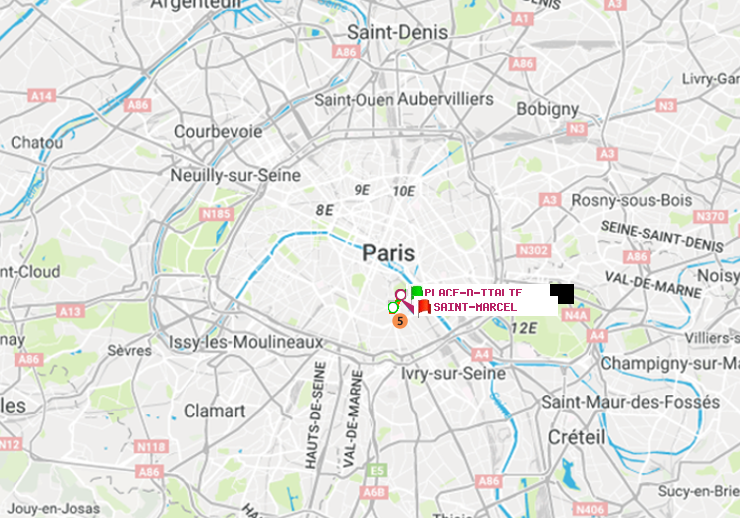 plan itinéraire ratp de Place d