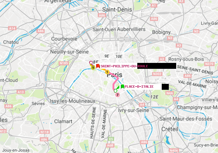 plan itinéraire ratp de Place d