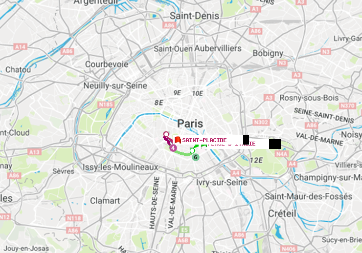 plan itinéraire ratp de Place d