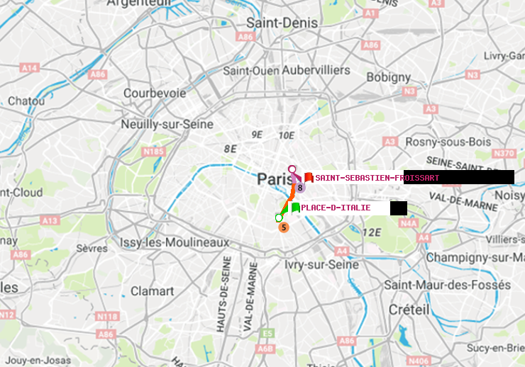 plan itinéraire ratp de Place d