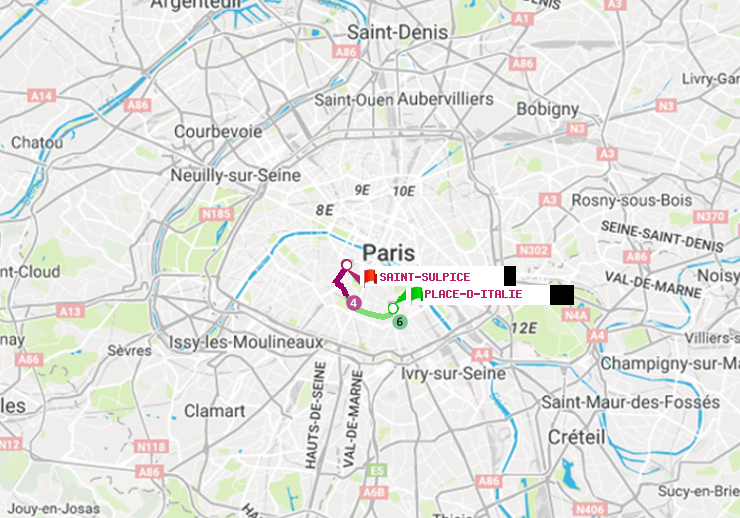 plan itinéraire ratp de Place d