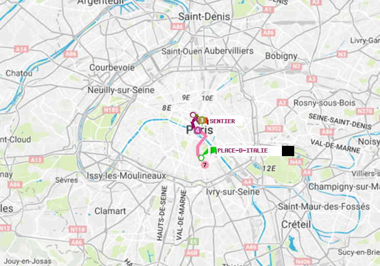 plan itinéraire ratp de Place d