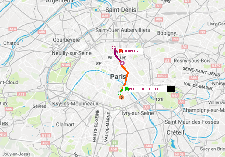 plan itinéraire ratp de Place d