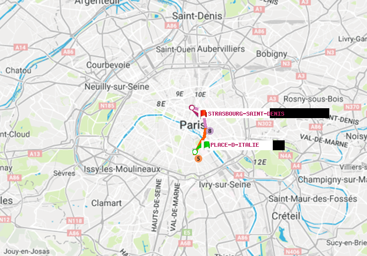 plan itinéraire ratp de Place d