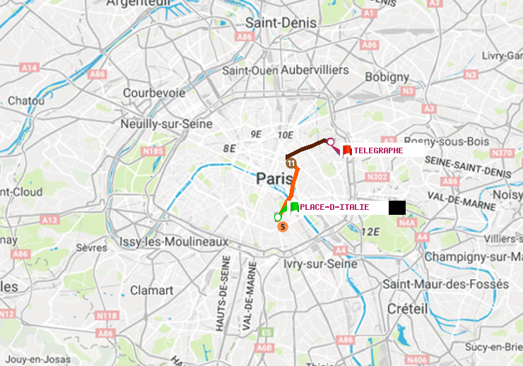 plan itinéraire ratp de Place d