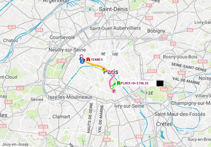 plan itinéraire ratp de Place d
