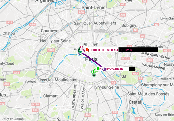 plan itinéraire ratp de Place d
