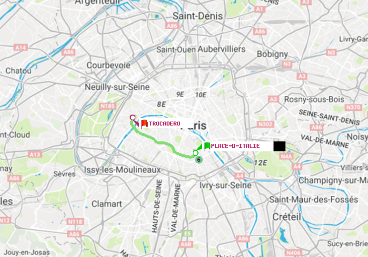 plan itinéraire ratp de Place d