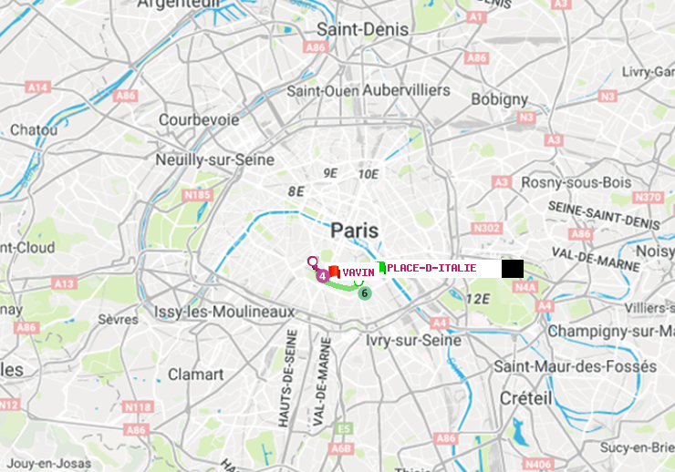plan itinéraire ratp de Place d