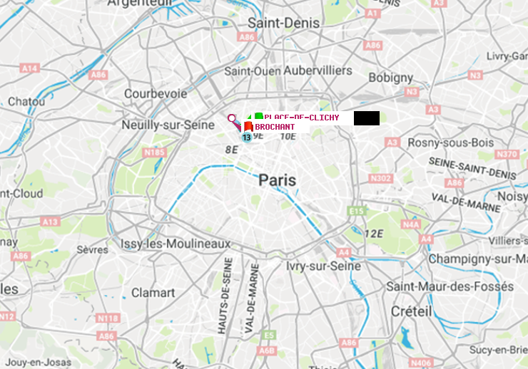plan itinéraire ratp de Place de Clichy à Brochant