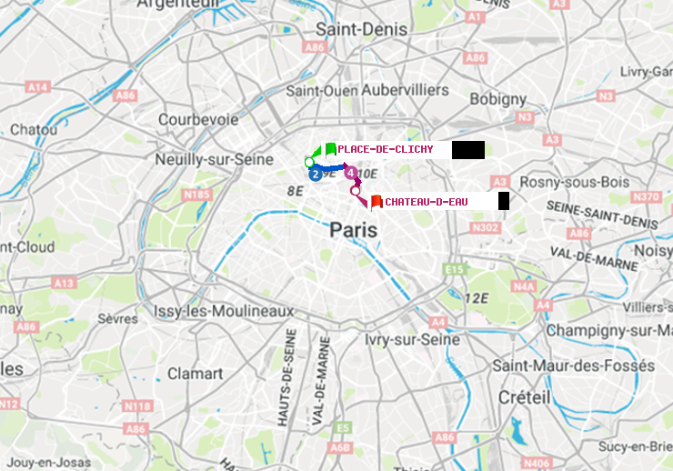 plan itinéraire ratp de Place de Clichy à Château d