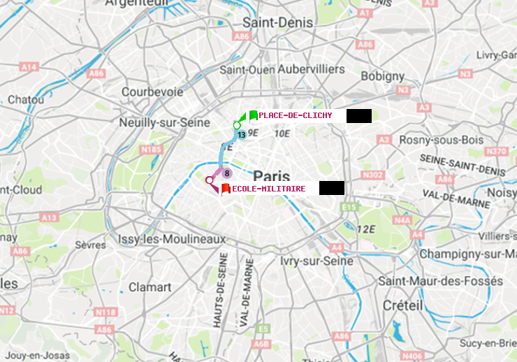 plan itinéraire ratp de Place de Clichy à Ecole Militaire