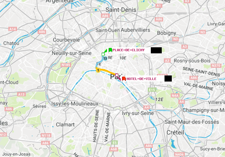plan itinéraire ratp de Place de Clichy à Hôtel de Ville