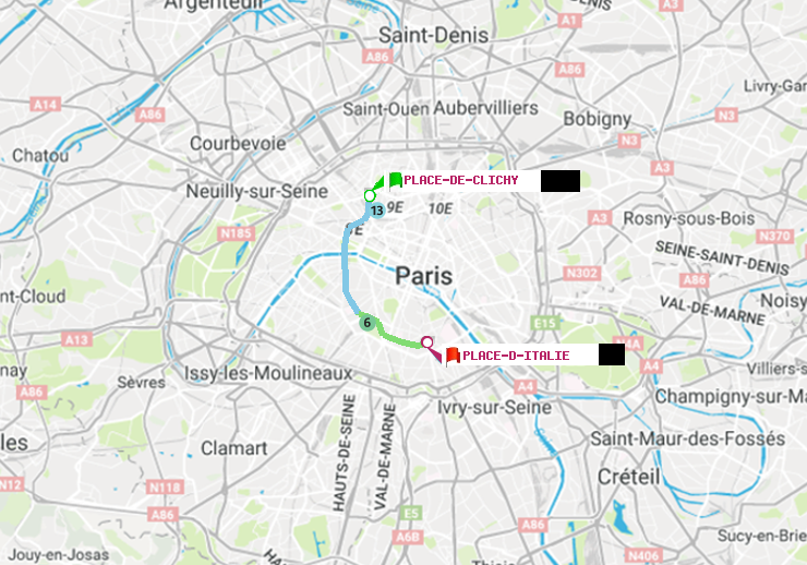 plan itinéraire ratp de Place de Clichy à Place d
