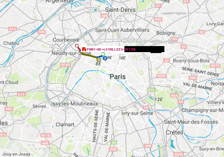 plan itinéraire ratp de Place de Clichy à Pont de Levallois-Bécon