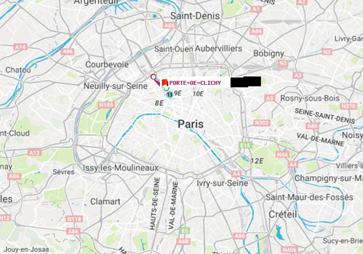 plan itinéraire ratp de Place de Clichy à Porte de Clichy