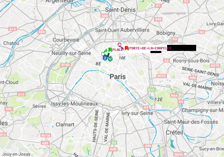 plan itinéraire ratp de Place de Clichy à Porte de la Chapelle