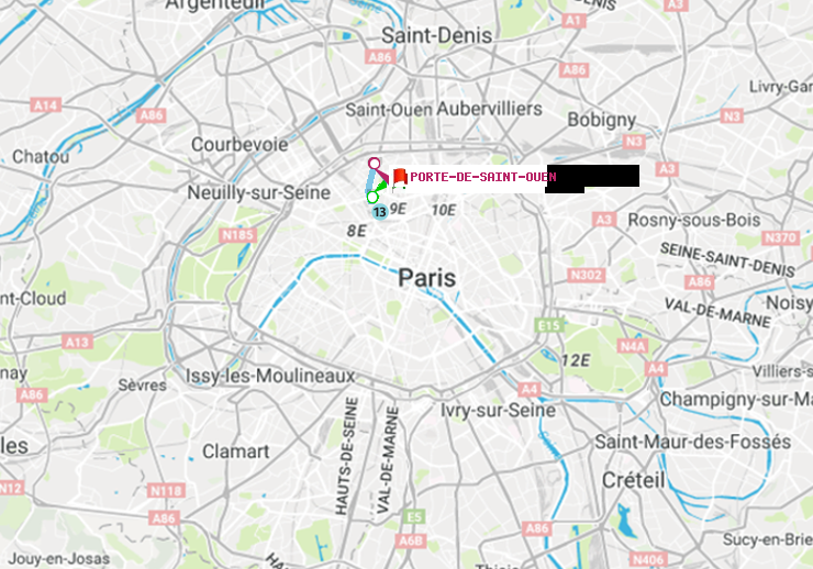 plan itinéraire ratp de Place de Clichy à Porte de Saint-Ouen