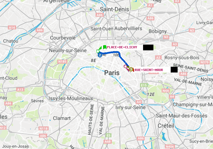 plan itinéraire ratp de Place de Clichy à Rue Saint-Maur