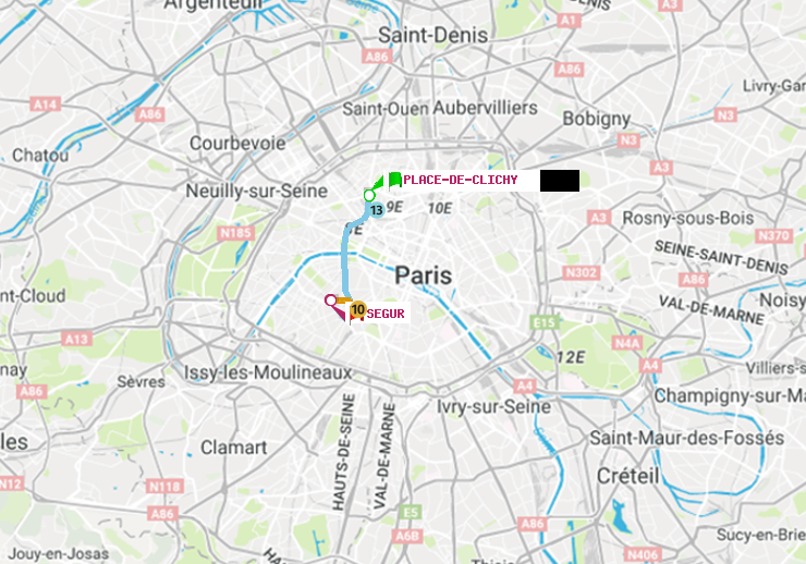 plan itinéraire ratp de Place de Clichy à Ségur