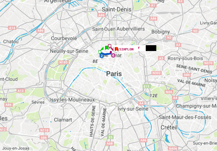plan itinéraire ratp de Place de Clichy à Simplon