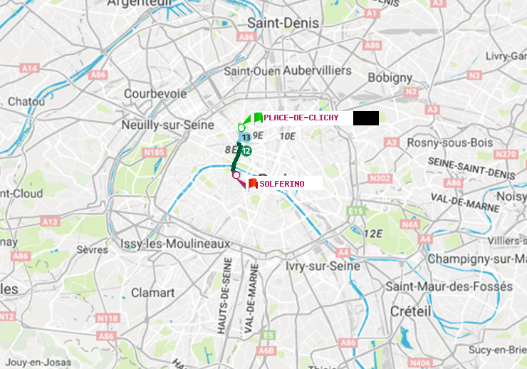 plan itinéraire ratp de Place de Clichy à Solférino