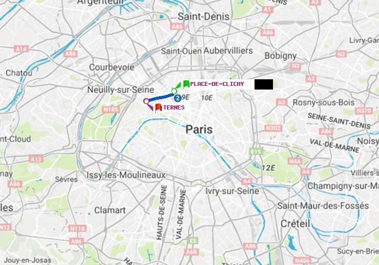plan itinéraire ratp de Place de Clichy à Ternes