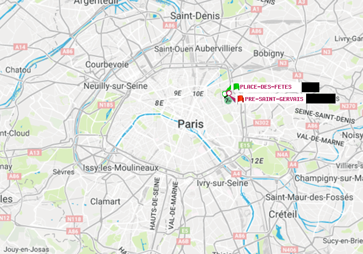 plan itinéraire ratp de Place des Fêtes à Pré-Saint-Gervais