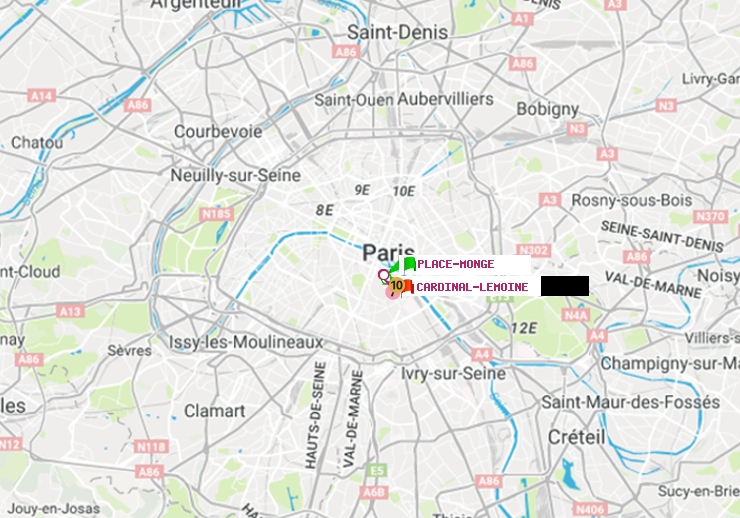 plan itinéraire ratp de Place Monge (Jardin des Plantes) à Cardinal-Lemoine
